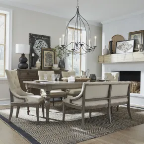 Liberty Furniture 615-DR-6LTS Liberty Furniture 615-DR-6LTS Americana Farmhouse - 6 Piece Leg Table Set - Dusty Taupe