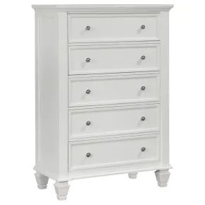CoasterEssence 201305 Sandy Beach - 5-Drawer Bedroom Chest - Cream White
