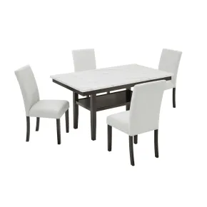 New Classic 40-D422-D4C Carissa - Rectangle Dining Table With 4 Chairs - White