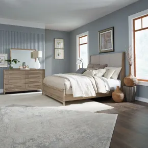 Liberty Furniture 789-BR-QUBDM Liberty Furniture 789-BR-QUBDM Brentwood - 3 Piece Bedroom Set (Queen Upholstered Bed, Dresser & Mirror) - Sandstone