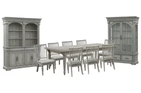 Pulaski Furniture P091240-KIT12 Pulaski Furniture P091240-KIT12 Madison Ridge - Extendable Leg Dining Table With 8 Side Chairs, Server, Hutch And China - Bluff Gray