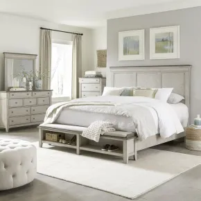 Liberty Furniture 457-BR-KSBDMC Liberty Furniture 457-BR-KSBDMC Ivy Hollow - 4 Piece Bedroom Set (King Storage Bed, Dresser & Mirror, Chest) - Weathered Linen / Dusty Taupe