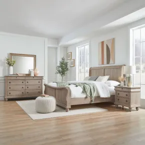 Liberty Furniture 589WT-BR-CKSLDMN Liberty Furniture 589WT-BR-CKSLDMN Rustic Traditions - 4 Piece Bedroom Set (California King Sleigh Bed, Dresser & Mirror, Night Stand) - Saddle Tan