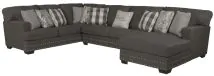 Jackson 5473/62/30/76-58 Jackson 5473/62/30/76-58 Crawford - 3 Piece Sectional With RSF Chaise And 10 Included Accent Pillows - Dark Gray