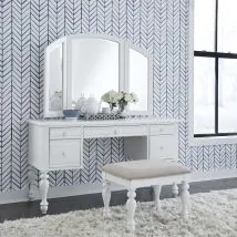 Liberty Furniture 607-BR-VN Summer House - 3 Piece Vanity Set - Oyster White