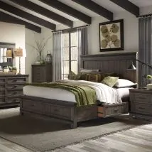 Liberty Furniture 759-BR-K2SDMCN Liberty Furniture 759-BR-K2SDMCN Thornwood Hills - 5 Piece Bedroom Set (King Two Sided Storage Bed, Dresser & Mirror, Chest, Nightstand) - Rock Beaten Brown