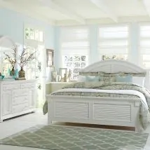 Liberty Furniture 607-BR-QPBDMC Liberty Furniture 607-BR-QPBDMC Summer House - 4 Piece Bedroom Set (Queen Panel Bed, Dresser & Mirror, Chest) - Oyster White