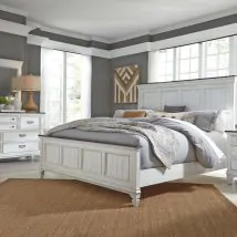 Liberty Furniture 417-BR-QPBDM Liberty Furniture 417-BR-QPBDM Allyson Park - 3 Piece Bedroom Set (Queen Panel Bed, Dresser & Mirror) - Wirebrushed White / Charcoal