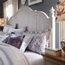 Liberty Furniture 652-BR01 Liberty Furniture 652-BR01 Farmhouse Reimagined - Queen Poster Headboard - Antique White / Chestnut Tops