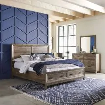 Liberty Furniture 384-BR-KSBDM Ridgecrest - 3 Piece Bedroom Set (King Storage Bed, Dresser & Mirror) - Cobblestone