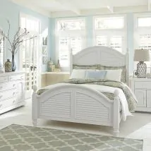 Liberty Furniture 607-BR-KPSDMCN Liberty Furniture 607-BR-KPSDMCN Summer House - 5 Piece Bedroom Set (King Poster Bed, Dresser & Mirror, Chest, Nightstand) - Oyster White