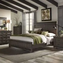 Liberty Furniture 759-BR-CPBDMN Liberty Furniture 759-BR-CPBDMN Thornwood Hills - 4 Piece Bedroom Set (California King Panel Bed, Dresser & Mirror, Nightstand) - Rock Beaten Brown