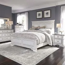 Liberty Furniture 520-BR-KPBDMCN Abbey Park - 5 Piece Bedroom Set (King Panel Bed, Dresser & Mirror, Chest, Nightstand) - Antique White