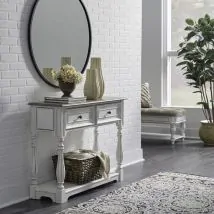 Liberty Furniture 244-AT2003 Magnolia Manor - Hall Console Bottom With Shelf For Display & Storage - Antique White