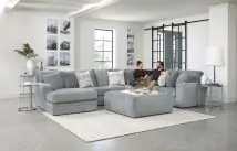 Jackson 2477/30/72/75/28-28 Jackson 2477/30/72/75/28-28 Glacier - 3 Piece Sectional With LSF Chaise, Comfort Coil Seating, 9 Included Accent Pillows And Cocktail Ottoman - Shark