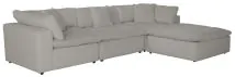 Jackson 4445/31/59/28/4-26 Jackson 4445/31/59/28/4-26 Posh - 4 Piece Modular Sectional With 1 Armless, 2 Corners, 1 Cocktail Ottoman - Dove