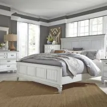 Liberty Furniture 417-BR-CPBDMC Liberty Furniture 417-BR-CPBDMC Allyson Park - 4 Piece Bedroom Set (California King Panel Bed, Dresser & Mirror, Chest) - Wirebrushed White / Charcoal