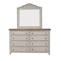 Liberty Furniture 652-BR-DM Farmhouse Reimagined - Dresser & Mirror - Antique White / Chestnut Tops