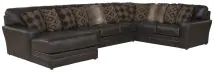 Jackson 4378/72/75/30-09 Jackson 4378/72/75/30-09 Denali - 3 Piece Italian Leather Match Sectional With LSF Chaise And 12 Included Accent Pillows - Chocolate