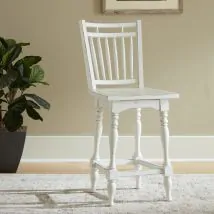 Liberty Furniture 244-B400324 Magnolia Manor - Spindle Back Swivel Counter Height Chair - Antique White