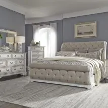 Liberty Furniture 520-BR-CSLDMC Liberty Furniture 520-BR-CSLDMC Abbey Park - 4 Piece Bedroom Set (California King Sleigh Bed, Dresser & Mirror, Chest) - Antique White