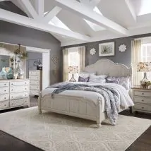 Liberty Furniture 652-BR-QPSDMCN Liberty Furniture 652-BR-QPSDMCN Farmhouse Reimagined - 5 Piece Bedroom Set (Queen Poster Bed, Dresser & Mirror, Chest, Nightstand) - Antique White / Chestnut Tops
