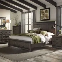 Liberty Furniture 759-BR-CPBDMCN Liberty Furniture 759-BR-CPBDMCN Thornwood Hills - 5 Piece Bedroom Set (California King Panel Bed, Dresser & Mirror, Chest, Nightstand) - Rock Beaten Brown