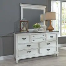 Liberty Furniture 417-BR-DM Allyson Park - Dresser & Mirror (8 Drawer Dresser) - Wirebrushed White / Charcoal