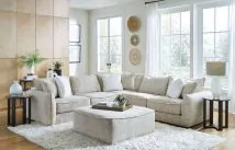 Jackson 2306/63/59/73/28-01 Bucktown - 3 Piece Sectional With Extra Thick Cuddler Seat Cushions And Cocktail Ottoman - Parchment