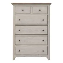 Liberty Furniture 652-BR41 Farmhouse Reimagined - 5 Drawer Chest - Antique White / Chestnut Tops