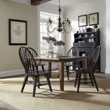 Liberty Furniture 482-DR-5RLS Liberty Furniture 482-DR-5RLS Hearthstone Ridge - 5 Piece Rectangular Table Set - Dark Brown / Black