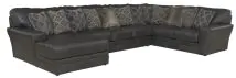 Jackson 4378/72/75/30-28 Jackson 4378/72/75/30-28 Denali - 3 Piece Italian Leather Match Sectional With LSF Chaise And 12 Included Accent Pillows - Steel