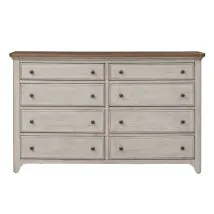 Liberty Furniture 652-BR31 Farmhouse Reimagined - 8 Drawer Dresser - Antique White / Chestnut Tops