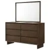 Coaster Fine Furniture 225013M Glenwood - 6-Drawer Dresser And Mirror - Warm Brown