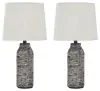 Ashley Furniture L235584 Mahima - Paper Table Lamp (Set of 2) - Black / White