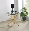CoasterEveryday 707887 Brooke - Round Glass Top Side End Table Metal Base - Brass