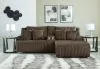 Ashley Furniture 92705S4 Top Tier - 3-Piece Reclining Sectional Sofa With Raf Press Back Chaise - Chocolate