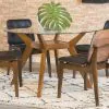 Coaster Fine Furniture 122180BG Paxton - Round Glass Top Wood Dining Table - Nutmeg