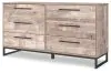 Ashley Furniture EB2320-231 Neilsville - Six Drawer Dresser - Vinyl-Wrapped - Whitewash