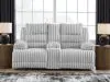 Ashley Furniture PC4280496 Rhines Falls - Double Reclining Power Loveseat With Console - Alloy