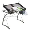 CoasterEveryday 800986 Melo - Glass Top Drafting Table With Storage - Silver