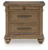 Ashley Furniture PCB782-93 Karallin - Three Drawer Night Stand - Medium Brown