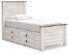 Ashley Furniture B267B21 Ashley Furniture B267B21 Willowton - Twin Panel Bed With 2 Storage Drawers - Whitewash
