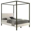 Coaster Fine Furniture 300834Q Monroe - Upholstered Queen Canopy Bed - Vanilla