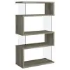 CoasterEssence 802340 Emelle - 4-Shelf Glass Panel Bookshelf - Gray Driftwood