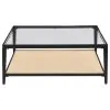 Coaster Fine Furniture 710658 Amherst - Glass Top Metal with Cane Shelf Coffee Table - Black