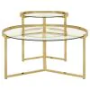CoasterEssence 930251 Delia - 2 Piece Round Glass Top Nesting Coffee Table - Gold