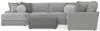 Jackson Furniture Industries 4047/73/59/30/75/28-38 Canyon - 4 Piece Sectional With Cuddler Seat Cushions, Included Accent Pillows And Cocktail Ottoman (Left Side Facing Chaise) - Platinum