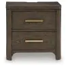 Ashley Furniture PCB843-92 Radkin - Two Drawer Night Stand - Burnished Brown
