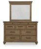Ashley Furniture PCB782B1 Ashley Furniture PCB782B1 Karallin - Dresser And Mirror - Medium Brown